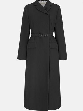 Emilia Wickstead Kalonice Wrap Coat in Black Crepe